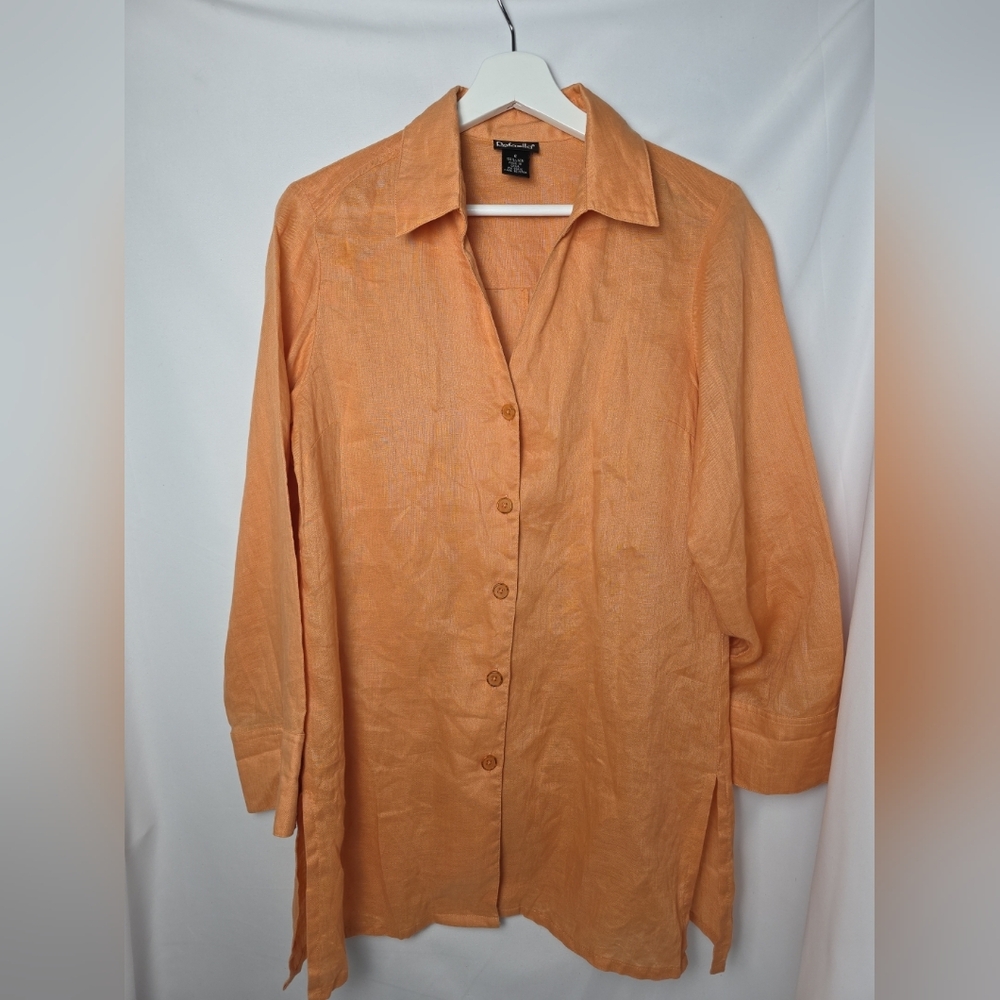 RAFAELLA Woman Size 6 100% Linen  Tunic Top Beachy Coastal Lagenlook